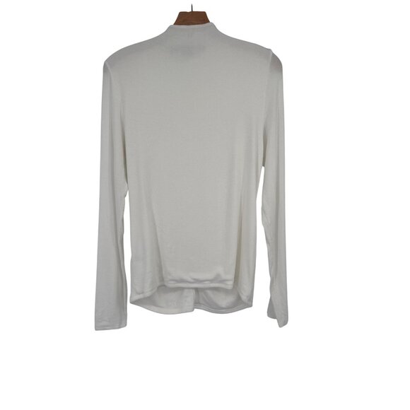 Veronica Beard Jeans White Ruched turtleneck Long Sleeve Top size large - Picture 5 of 7